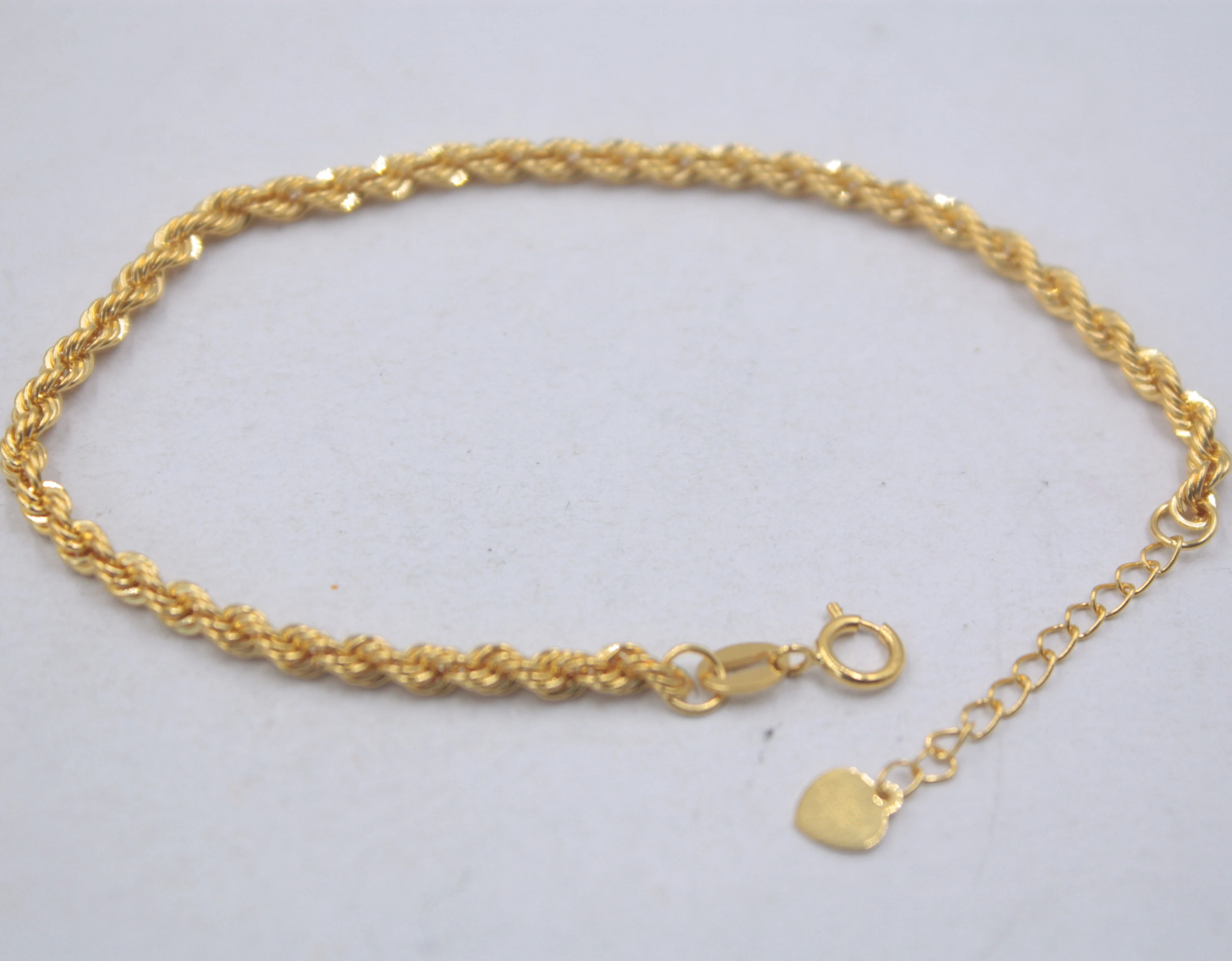 Au750 из 18-ти кратного желтого золота браслет женские Rope Chain, 2 мм Для женщин тонкий канал 6,9 ''L 7,5 ''L