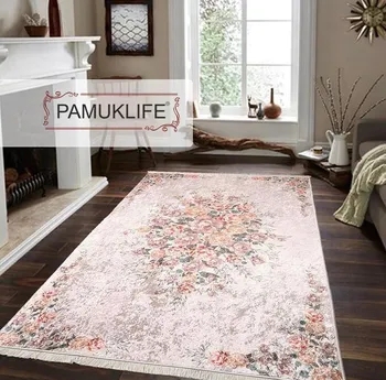 

Pamuklife Artificial Leather Based Non Slip Base Carpet Flower Modern Super Soft Carpet Washable Daily Fashion Style