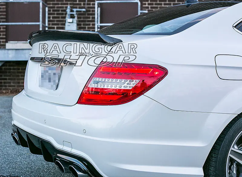 V Style Real Carbon Fiber Trunk Boot Spoiler Wing Lip Fit For Mercedes Benz W204 Coupe 2-Door C200 C250 C300 2012UP