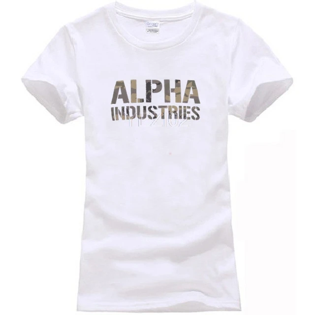 Alpha Industries, камуфляжная Футболка с принтом, футболка с принтом Schwarz, Harajuku, короткий рукав, Мужской Топ, хлопок - Цвет: women white