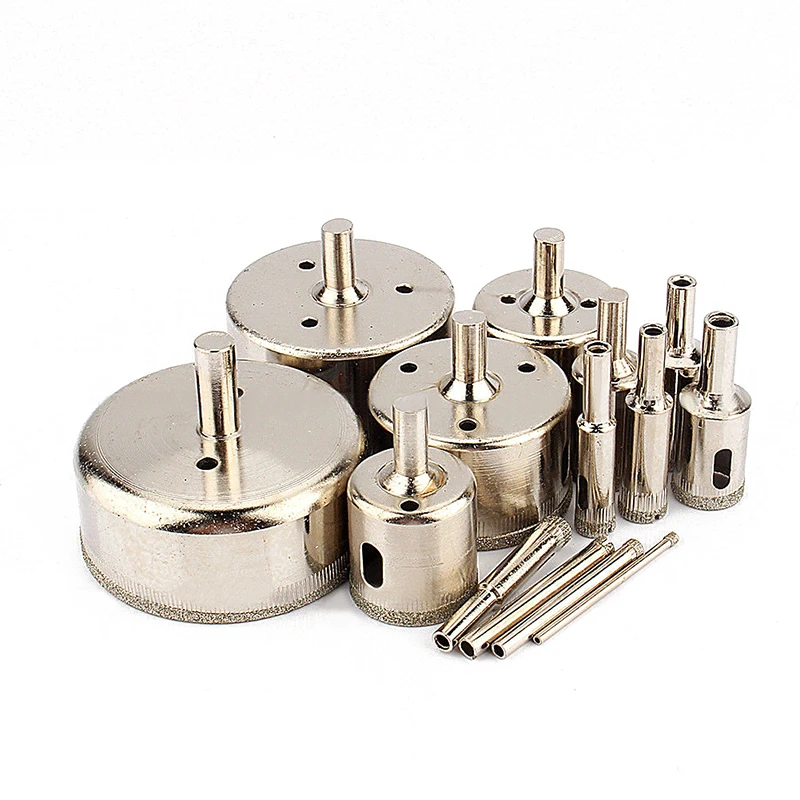 DWZ 14pcs Diamond Coated Hole Saw Drill Bit Tool Set for Tiles Marble Glass 3mm-70mm