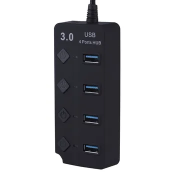 

USB Switcher USB3.0 2.4A Charging 4 PortsWired Super Speed 5Gbps Hub ON OFF Switch LED Tablet Adapter pc Phone USB Hubs-L909