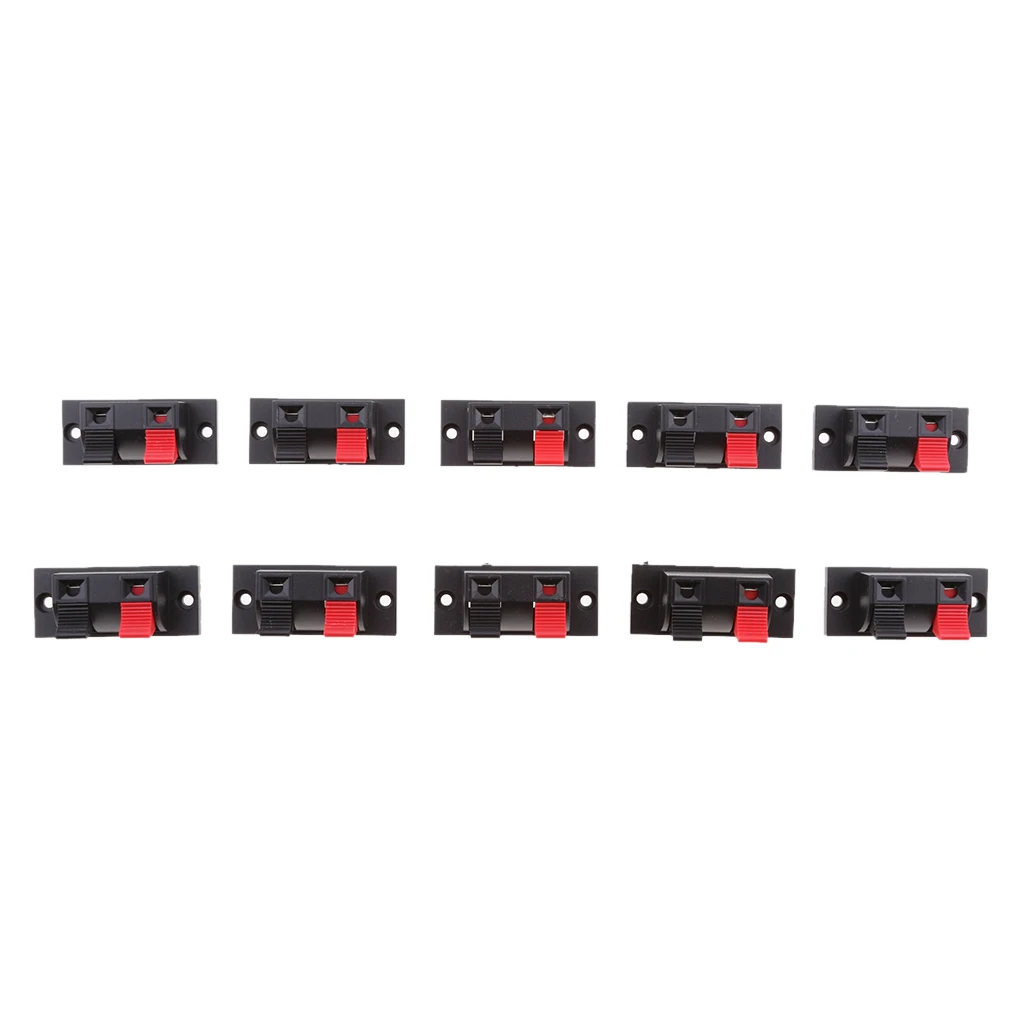 10x 2 Positions Push In Jack Spring Load Audio Speaker Terminals Panel Connector