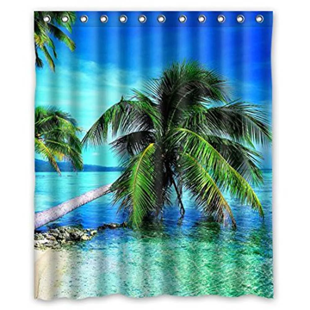 Beautiful Island Cool Tropical Beach waterproof shower curtains bathroom products polyester bathroom shower curtain