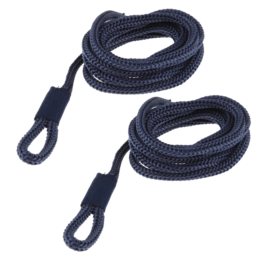 2x Boat Docking Fender Bumper Line 1/4inch x 5ft Blue Braided Marine Rope