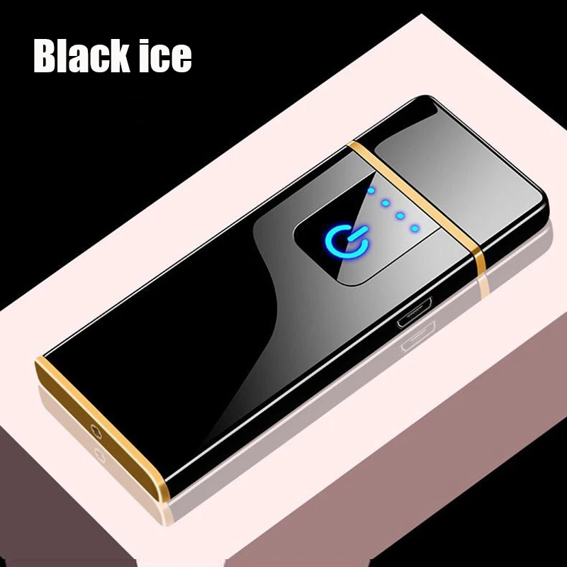 Перезаряжаемая Зажигалка сенсорная Индукционная креативная ультратонкая USB Сигарета Вольфрамовая нагревательная Зажигалка электронная ветрозащитная лучший подарок - Цвет: Black