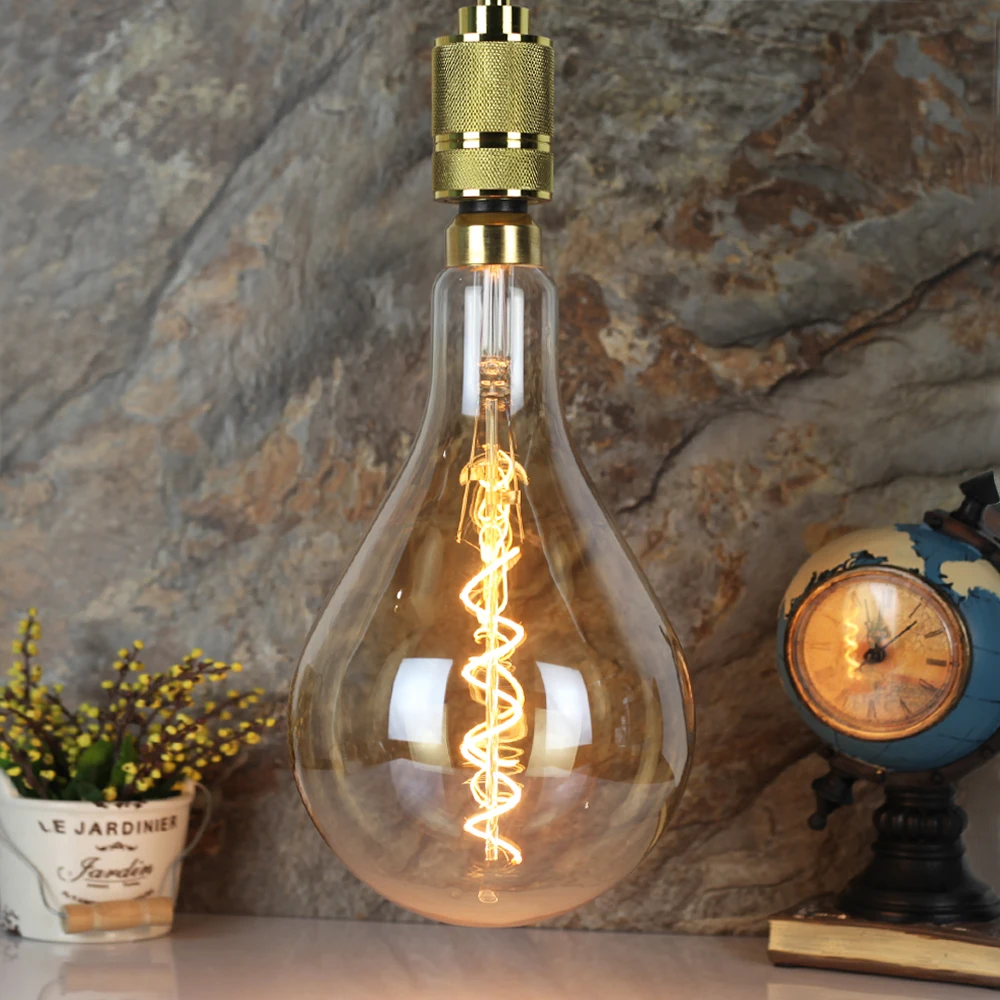 TIANFAN Edison ЛАМПЫ A160/PS52 гигантская Светодиодная лампа винтажная спиральная нить 4 Вт диммируемая декоративная лампа накаливания