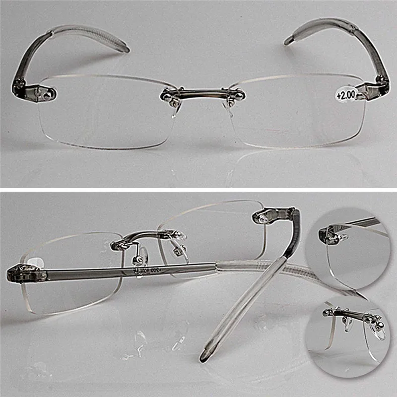 Очки для чтения прозрачные без оправы 50 75 125 175 225 100 400 R002|eyewear reading|glasses teeglasses suit |