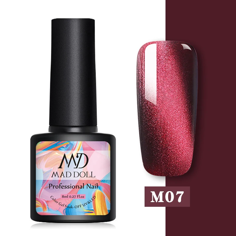 M07 MAD DOLL 8 мл мигающий Гель-лак для ногтей кошачий глаз впитывающийся Гель-лак для нейл-арта Magnicure гель для ногтей кошачий глаз УФ-гель лак - Цвет: M07