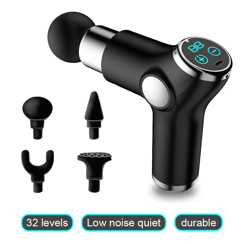 Mini Electric Massage Gun Back Neck Body to Lose Weight Exercising Fitness Pain Relief Muscle Relax Massager Machine LCD Display