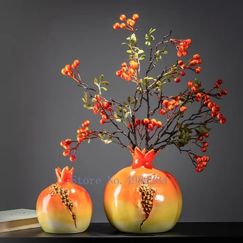 

CREATIVITY CHINESE STYLE VASE SIMULATION POMEGRANATE RETRO FLOWER ARRANGEMENT MODERN HOME DECORATION ORNAMENT FLOWER VASES