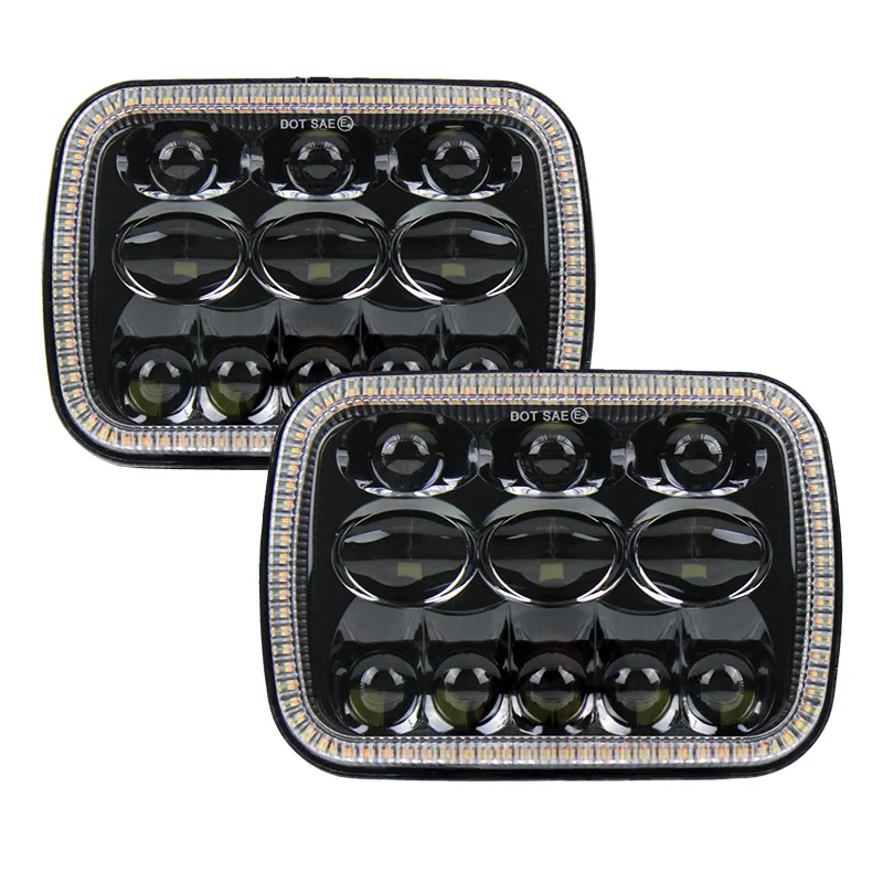 

1pair 5x7 Inch LED Jeep Headlight High Low Beam With Full Ring Headlamp Turn Signal light For Jeep Wrangler YJ XJ Truck