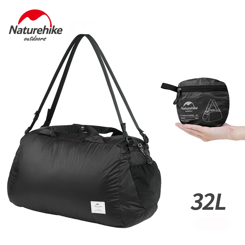 Naturehike Складная 20D Силиконовая Водонепроницаемая сумка, дорожные сумки для кемпинга, унисекс, Ультралегкая сумка на плечо 32L, уличный туристический рюкзак - Цвет: Black