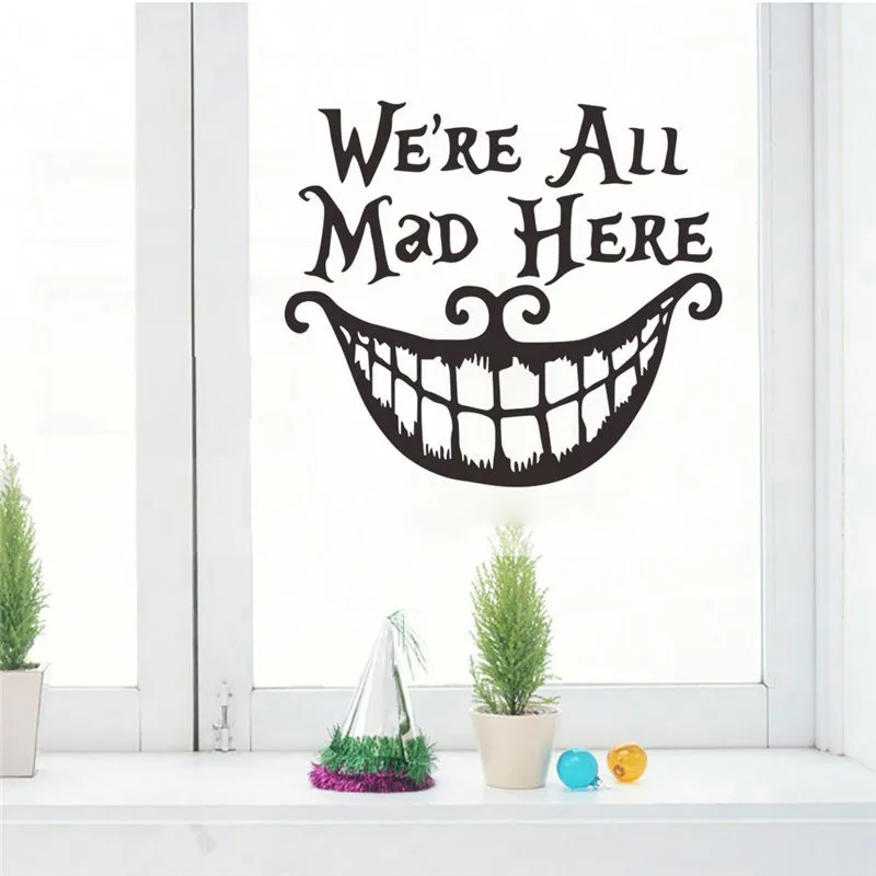 Наклейки на стену We Are All Mad Here виниловые художественные украшения для дома и