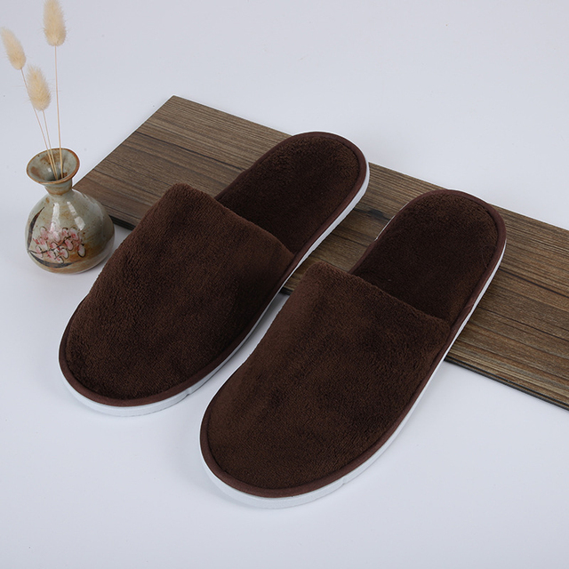 Womens Fur Slippers Disposable Solid Color Slippers Multi-colored Hotel Slippers Coral Fleece  Non-slip All-inclusive Shoes