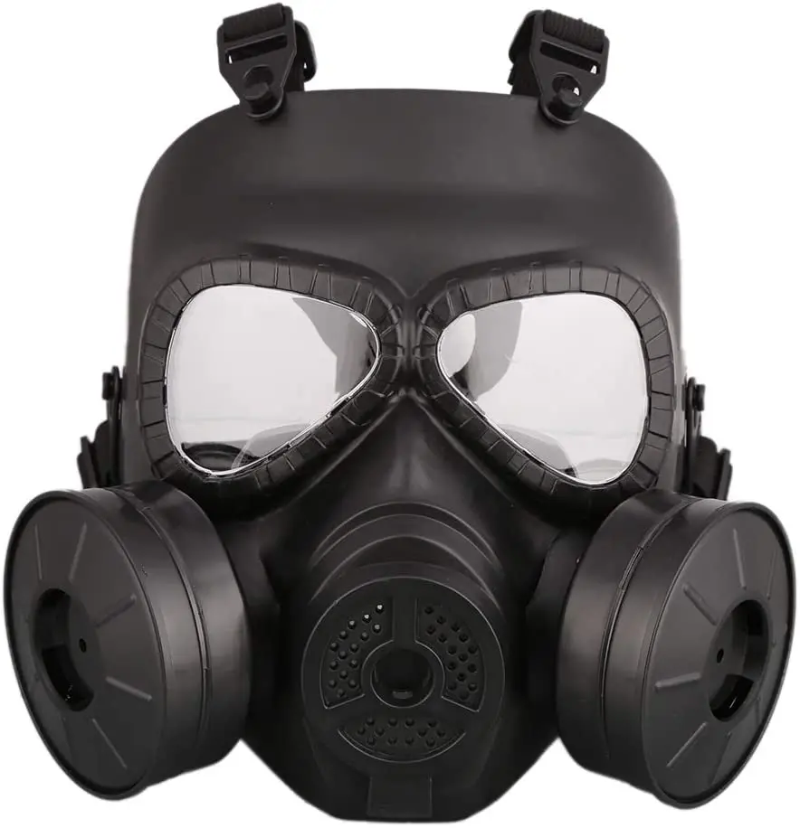 

Airsoft Tactical Protective Mask With Dual Filter Fans Full Face Reusable Mask Military Reality CS Field Protective Helmet