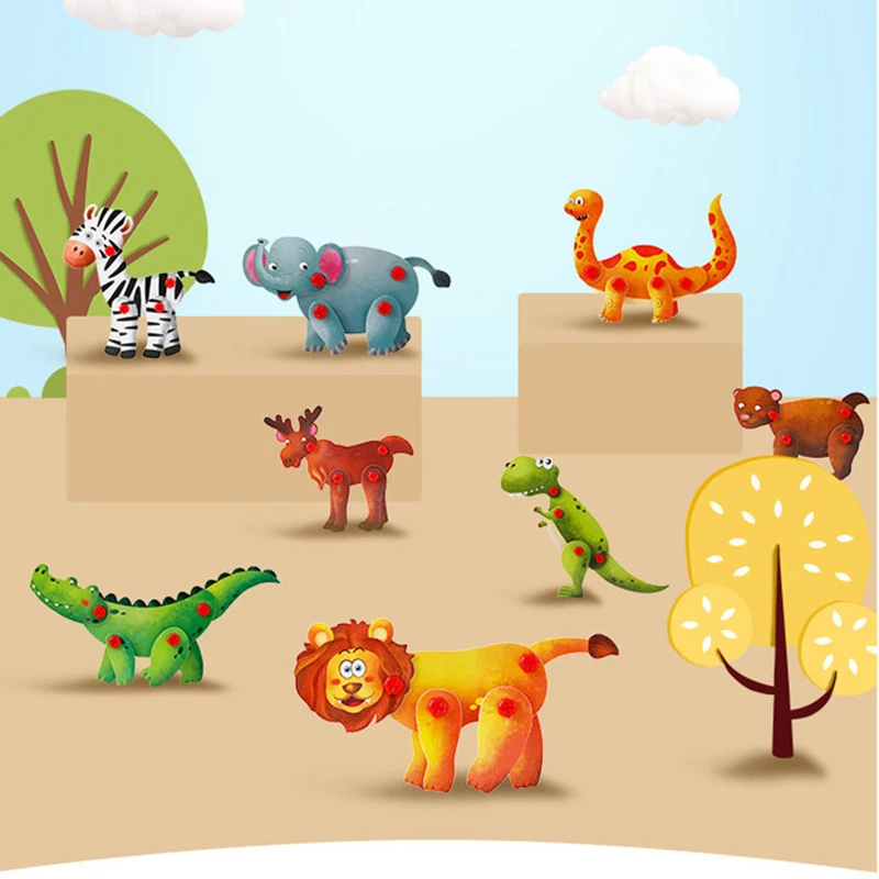 Najtaniej DIY kreatywne zwierzęta kreskówkowe dinozaur elektryczny wiertarka nakrętka demontaż mecz narzędzie zmontowane zestawy edukacyjne zabawki dla dzieci Kid