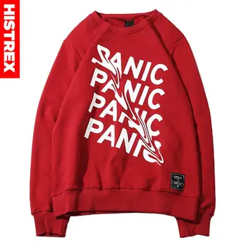 

Men Plain Sweatshirts Streetwear Panic Letter Print Hip Hop Pullover Sweatshirt Hoodie Cotton New 2020 Autumn Sweatshirt No Hood