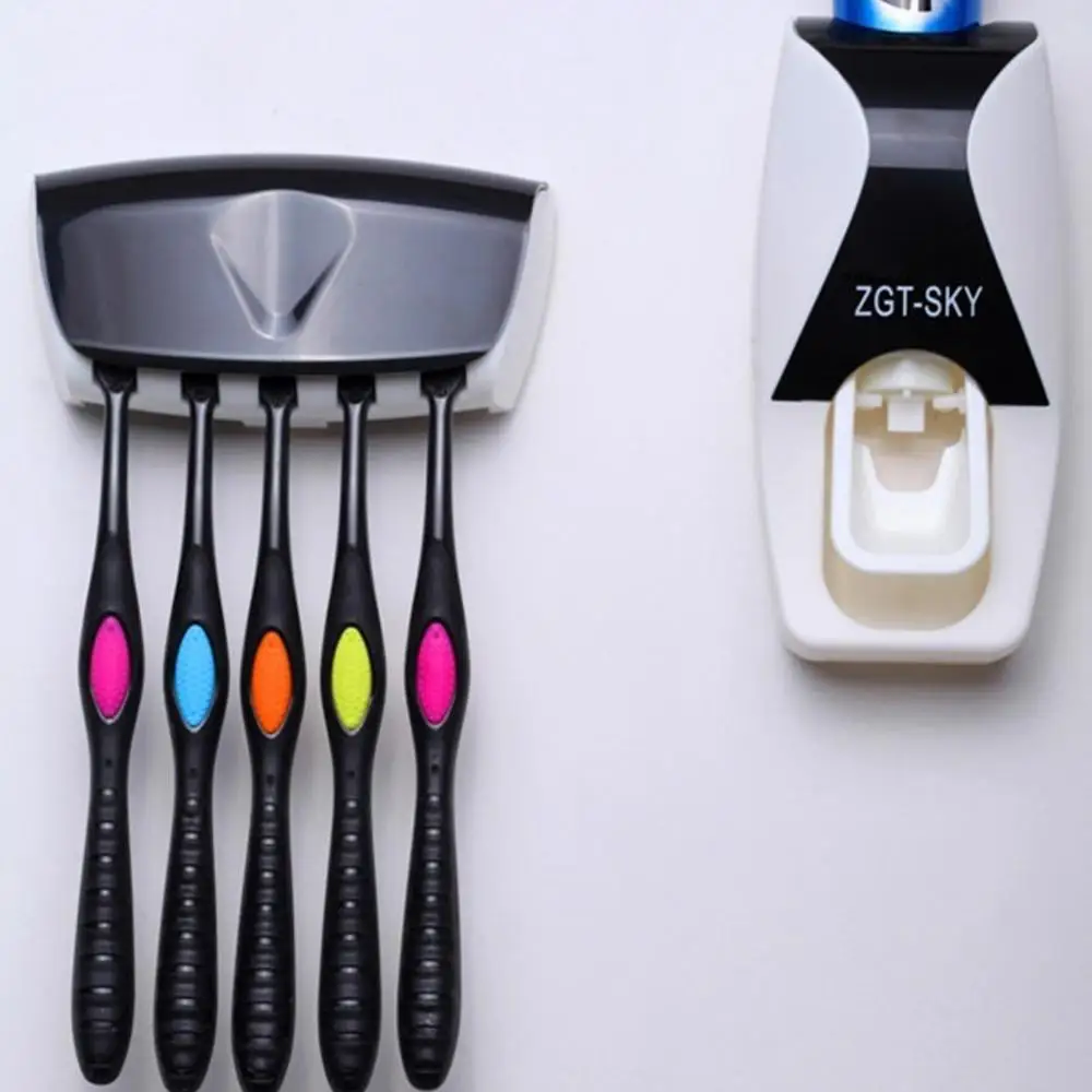 

Automatic Toothpaste Dispenser Toothbrush Holder Storage Rack Wall Mount Holder Bathroom Accessories Toothpaste Squeezer Set