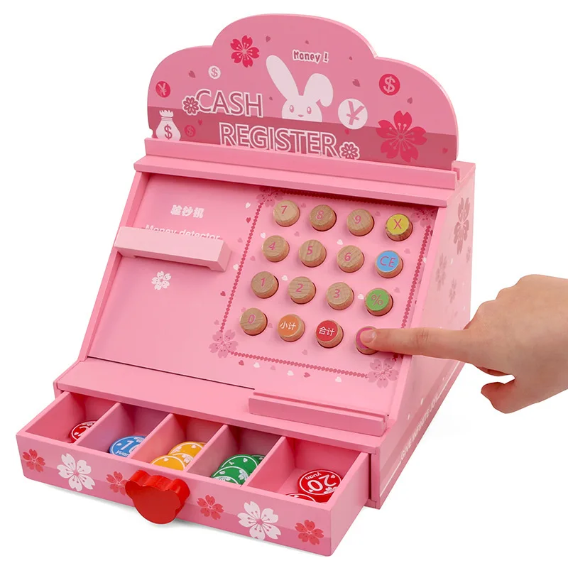 

Children Cash Register Toy GIRL'S Play House Supermarket Model POS Machine Cake Cashier Desk Set 3-6 a Year of Age