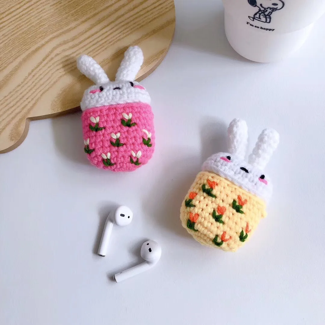 Роскошный вязаный плюшевый чехол для Airpods Air Pods1 или 2, чехол для наушников