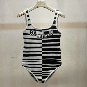 

Summer New Fashion Adult Women Female Striped One-Piece Swimsuit Swimwear