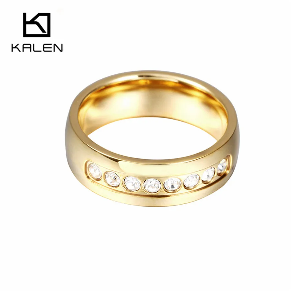 Perto Rico Cheap Ring Jewelry Stainless Steel Crystal Rings Italian Gold Color&Silver Color Women Wedding Engagement Rings