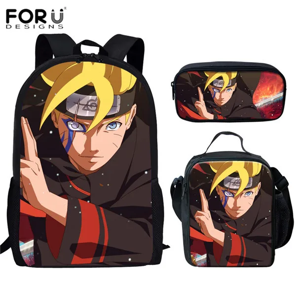 

FORUDESIGNS Anime Naruto Printing Boys Shoulder Satchel Bag Sets Children Japanese Cartoon Cute Backpacks Schoolbag Mochilas