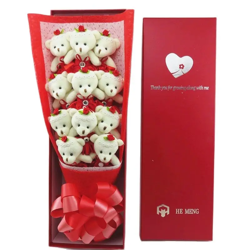 Cute Teddy Bear Flower Bouquet Stuffed Animal Plush Toy Fashion