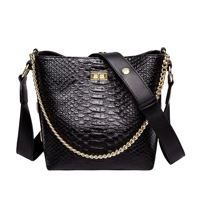 

Rhombus Chain Large Bag 2019 New Style Europe And America-Style Lock WOMEN'S Bag Large Capacity Shoulder Hand Bucket Bag