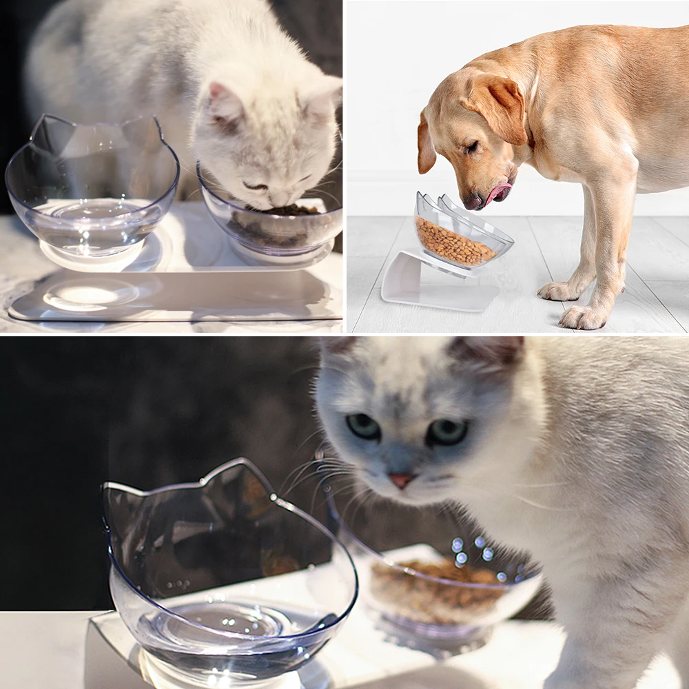 Non Slip Dual Применение ПЭТ Кошачьи миски для котенок кормушки собак Еда и миска воды