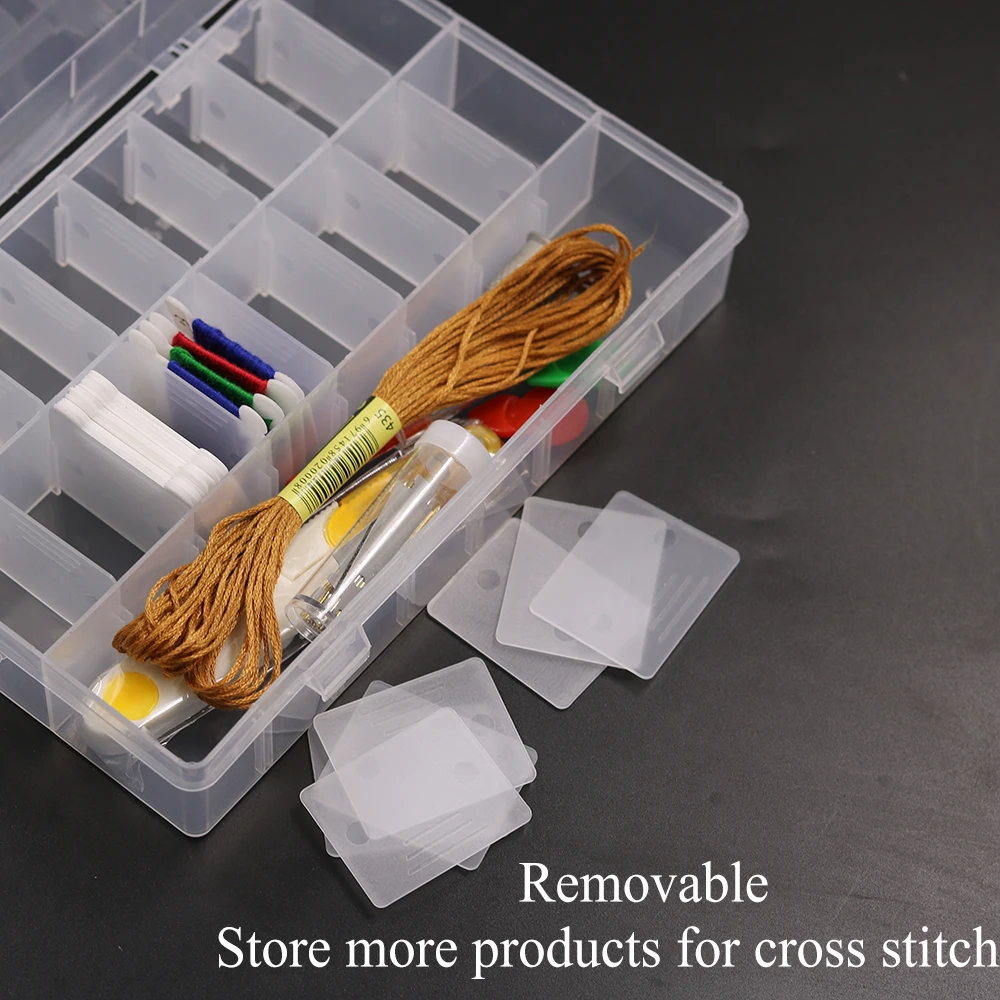 Transparent 24 Grids Storage Box Plastic Embroidery Floss Bobbins Beads  Pill Storage Organizer DIY Cross Stitch Sewing Tool