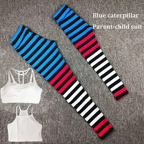 High Waist Leggings Sport Women Fitness with kids children Running Yoga Pants Energy Seamless Gym Girl leggins Parent-child set - Цвет: C1814