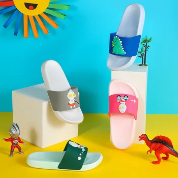 

Summer Children Slippers Cartoon Boys Beach Sandals Home Girls Flip Flops Outdoor Pvc Non-slip Kids Shoes Parent-child Slippers