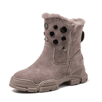 

Genuine Leather Platform Shoes Women's Winter Boots Woman 2020 Zipper Ankle Boots For Women Warm Solid Woman Shoes Bottine Femme