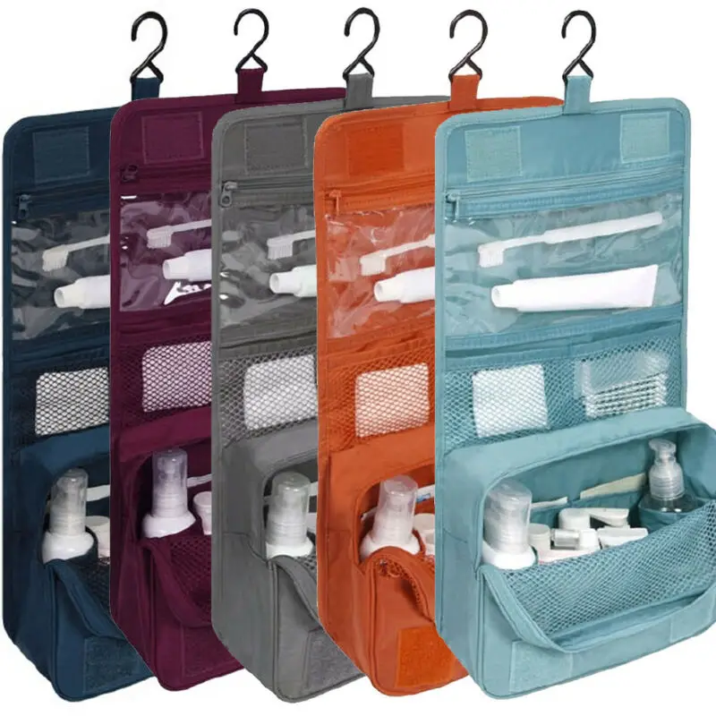 

US STOCK Travel Cosmetic Storage MakeUp Bag Folding Hanging Toiletry Wash Organizer Pouch