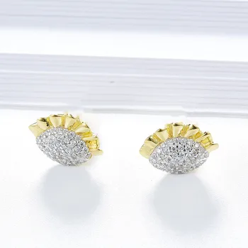 

925 Sterling silver Funny crystal Dumplings Shape Earring Personality cartoon food Stud Earrings Summer Holiday party jewelry