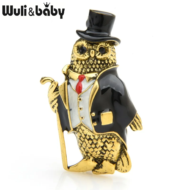 Женская Брошь в виде совы Wuli &amp baby золотистая эмалированная брошь ретро стиле