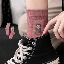 5 пар; Calcetines; Модные женские дышащие хлопковые носки; повседневные короткие носки с забавными персонажами из мультфильмов; рождественские подарки для девочек; CA073