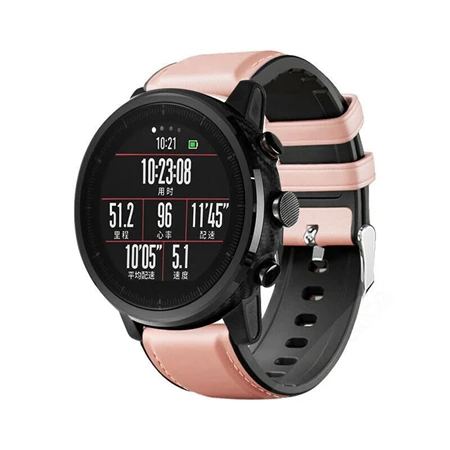 Кожаный ремешок OLLLIVAN 22 мм для Xiaomi Amazfit GTR 47 мм 47 Stratos 2 2S Pace Band для huawei Watch GT 2 GT2 Band Silicon - Цвет: Pink