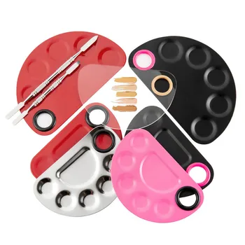 

7 Style Stainless Steel Palette Nail Art Polish Mixing Plate Tool Foundation Eye Shadow Makeup Mixer Palette Spatula FY208