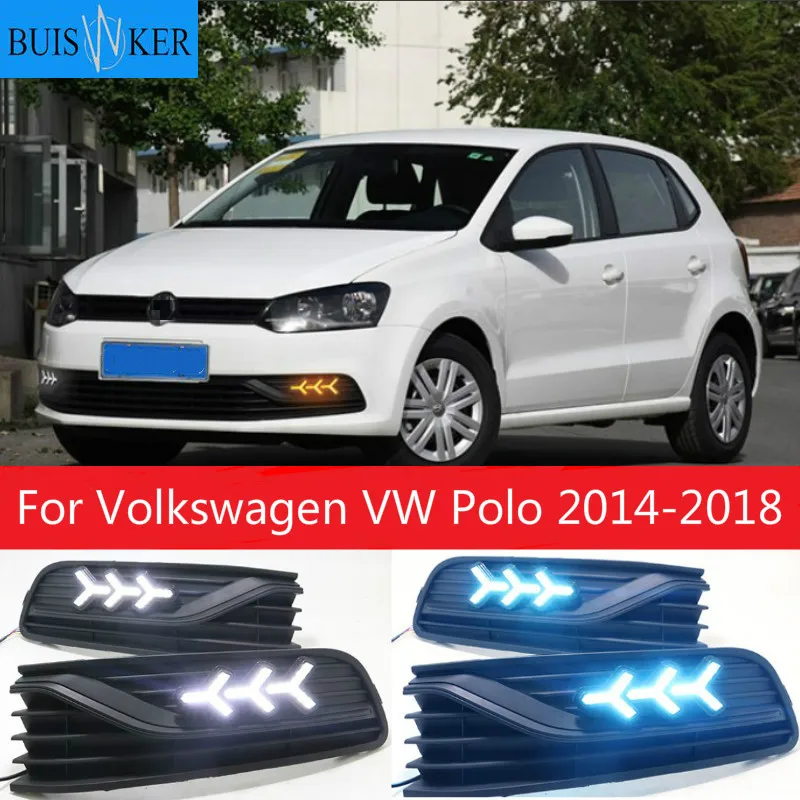 2 шт. DRL для Volkswagen VW Polo 2014-2018 Габаритные огни противотуманная фара Крышка лампы