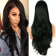 Bombshell синтетический 13*3 дюймов парик фронта шнурка слоистый натуральный волнистый жаропрочные волокна волос средний пробор для женщин парики на каждый день