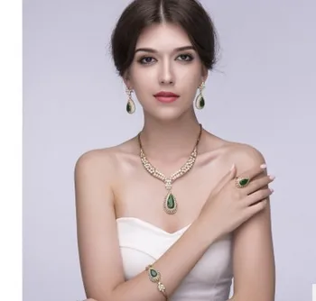 

2set /lots fashion up-market diamond crystal jewelry set wedding bride lady's Lavish parties necklace earings braclelet ring 3