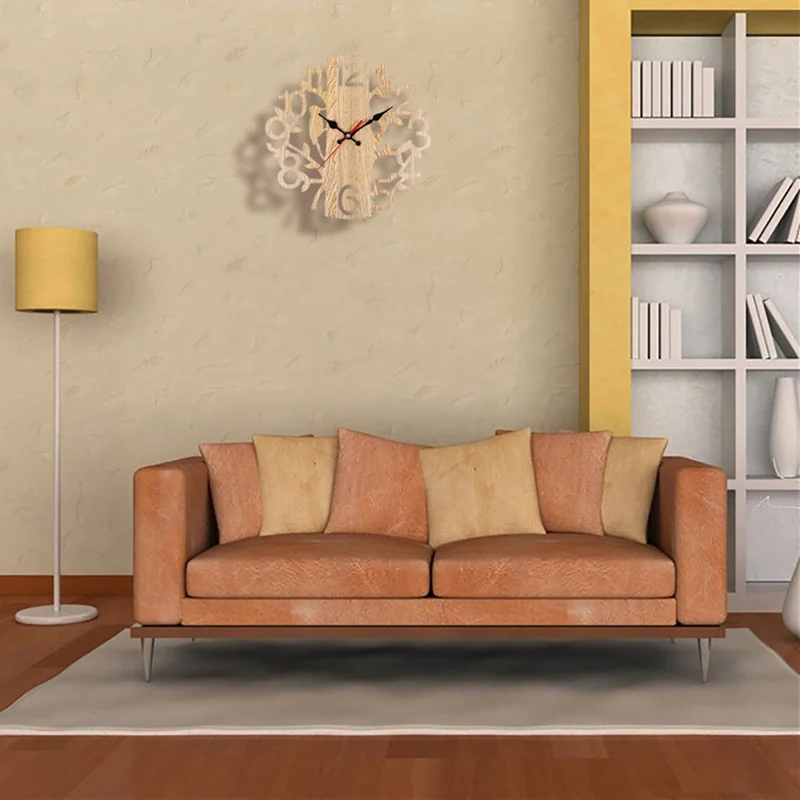 Новые современные DIY Бежевый Коричневый Дерево брэнче птица форма настенные часы домашний декор гостиной Креативные Часы настенные художественные часы