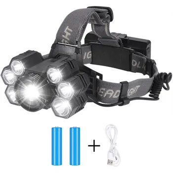 

Rechargeable Headlamp, 15000 Lumens 7 LED Headlight Flashlight 5 Modes 18650 USB Rechargeable Head Lamp Waterproof LED Head Ligh