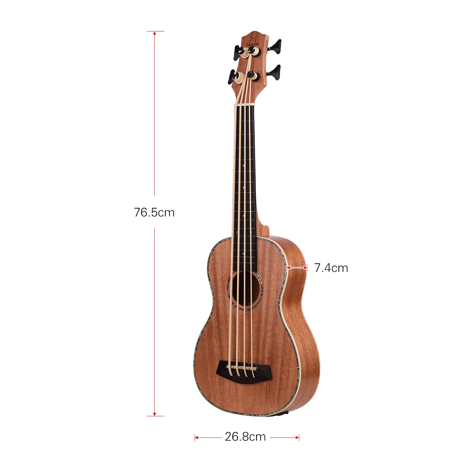 30 дюймов электрический бас укулеле Ukelele Uke Sapele фанерный корпус Padauk гриф резиновые шнурки Встроенный тюнер Эквалайзер с аудио кабелем
