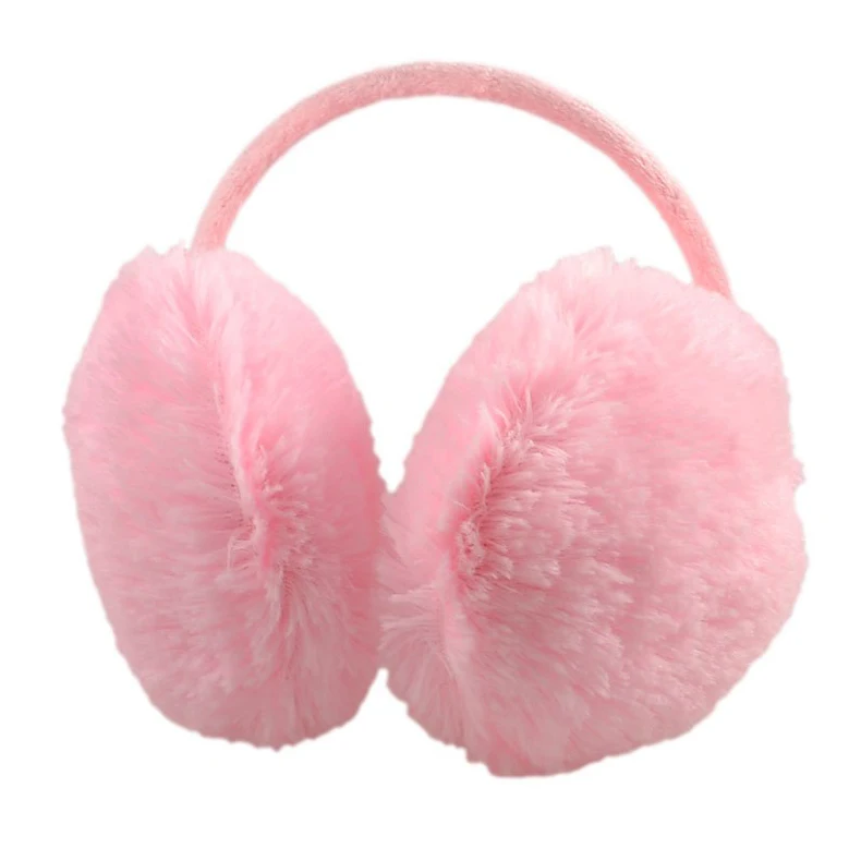 Женские Розовые Плюшевые Пушистые задние наушники теплые звукозащитные наушники