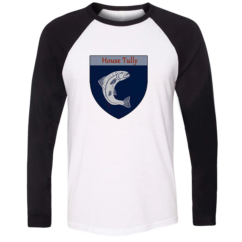 

Fish Game of Thrones House Tully of Riverrun Family, Duty, Honor Mens Guys Printing Graphic Tee Long Sleeve Cotton Tshirts
