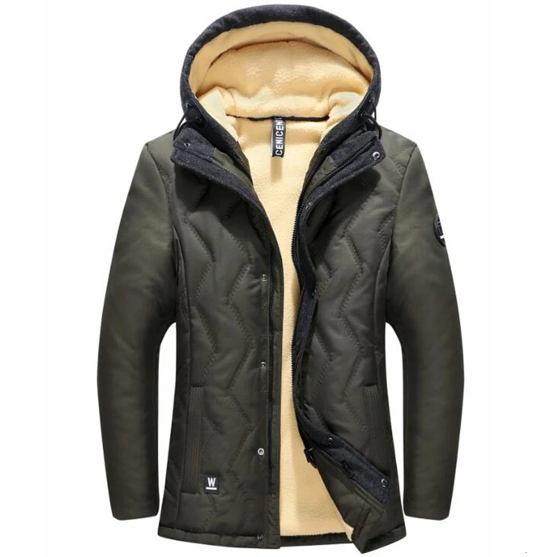 HZX8858 army green Зимняя куртка плюс бархатное толстое теплое повседневное пальто Мужская Верхняя одежда ветровка с капюшоном куртки chaqueta hombre зимние Утепленные Пальто 4XL - Цвет: HZX8858 army green